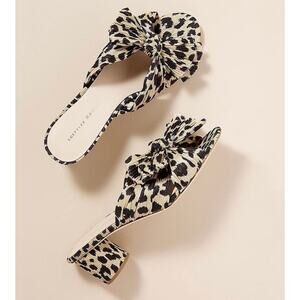 LOEFFLER RANDALL Emilia Leopard Pleated Bow Block Heel Mule | 6.5